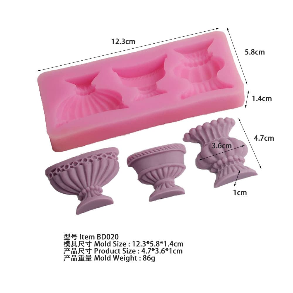BD020 Vase Silicone Mold Chocolate Mold Fondant Tool Baking Tray Sugarcraft Tool