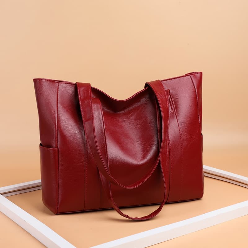 Korean Style PU Soft Leather Large Capacity Casual Commuter Tote Bag Fashionable Single Shoulder Handbag for Women