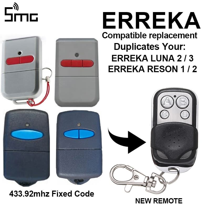 ERREKA Remote Control Garage Door Opener Gate Control Clone Copy Fixed Code Remote