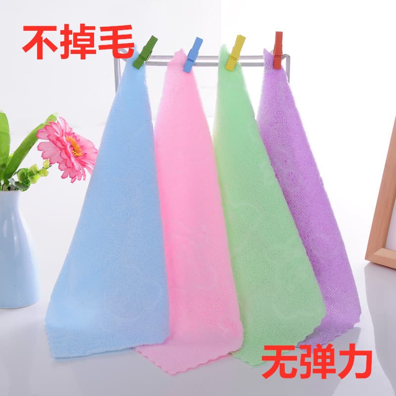 Microfiber embossed small towel, gift, non-shedding non-elastic lace-edged baby bib