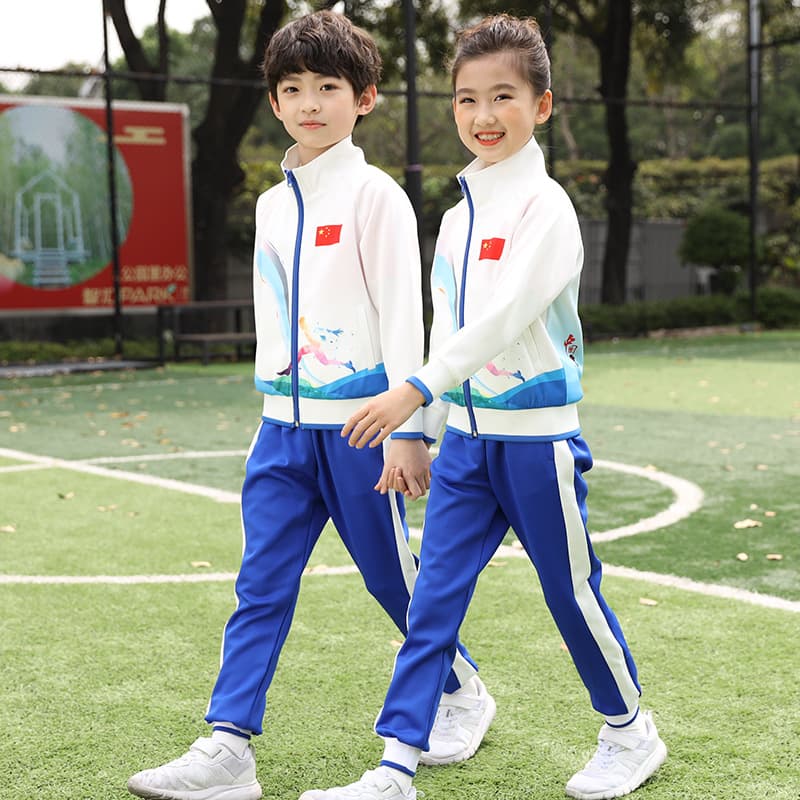 Chinese-style long-sleeve performance uniforms for primary and secondary school opening ceremonies, class and kindergarten wear in spring and autumn.
