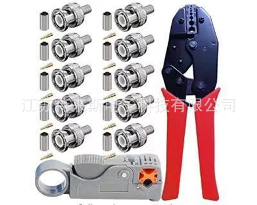 BNC cold pressing pliers connector set connected to RG316 RG58 RG59 RG6 cold pressing three-piece cable monitoring