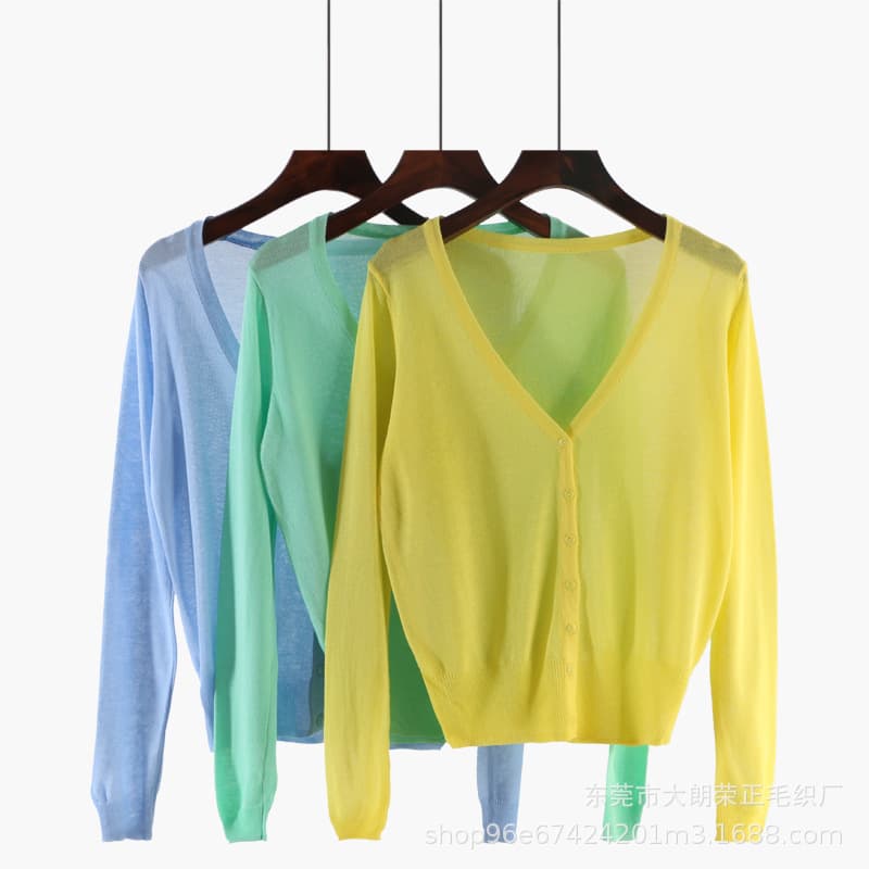 Linen-Like Plus Size Viscose Knit Top for Women, Thin Long Sleeve Outerwear with Camisole Dress, Summer Sun Protection Cardigan