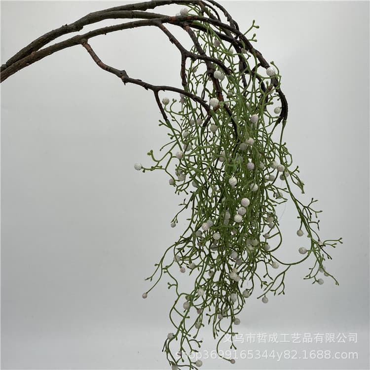 Artificial Sea Oats Flowers for Indoor Living Room Entryway Decorative Arrangement with Pearl Hanging Greenery and Faux Coral Berries