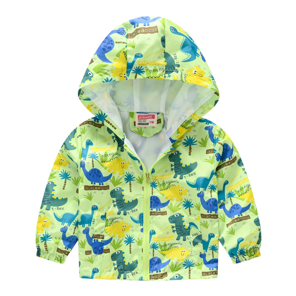 Spring/Autumn Kids Jacket Boys Girls Fashion Cartoon Print Hooded Windbreaker Toddler Cute Outdoor Wear
