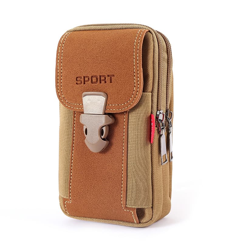 New 6.8-Inch Men's Waist Bag for Construction Site Portable Phone Pouch with Belt Loop Multi-functional Vertical Canvas Bag