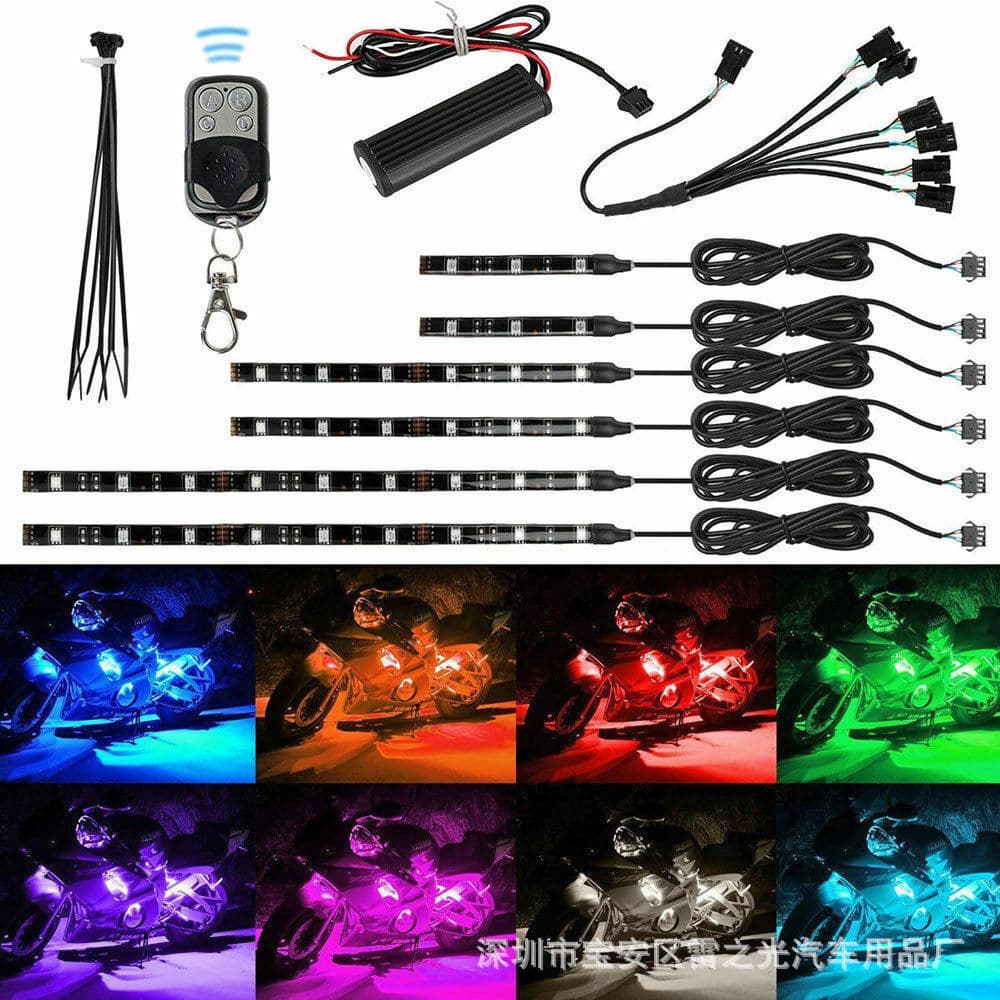 1-to-6 RGB Atmosphere LED Strip for Car Ambient Lighting, Motorcycle Modification Contour Light, Music Sync Ambient Light