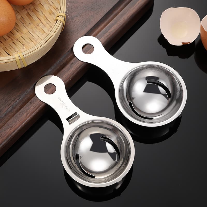 Factory Direct 430 Stainless Steel Egg Separator, Cross-border with Handle Egg White and Yolk Separator Baking Gadget