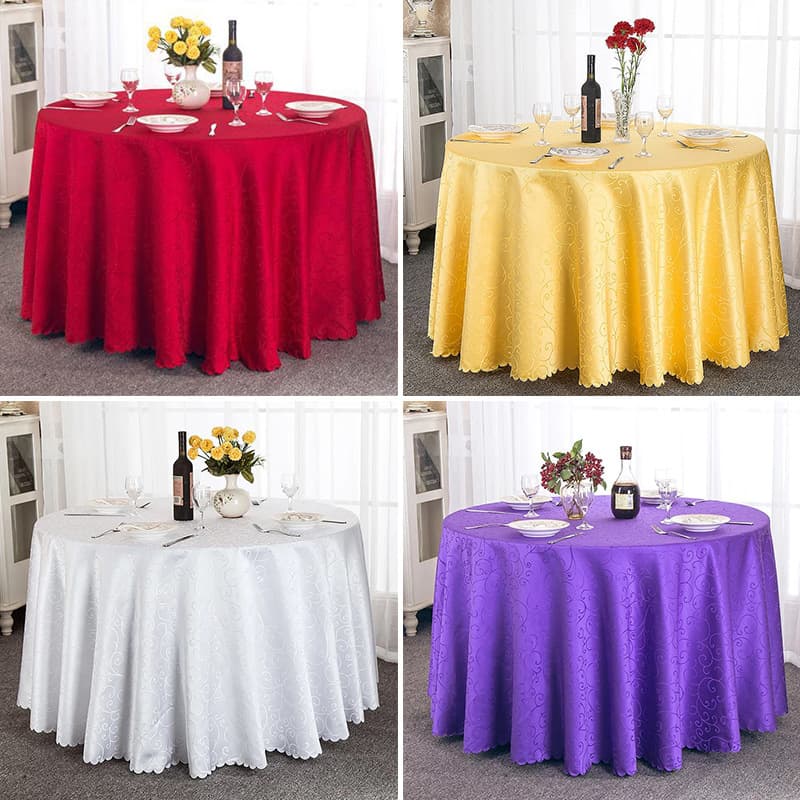 Hotel Large Round Table Thickened Tablecloth Home Use European Style Hotpot Restaurant Wedding Banquet Conference Round Tablecloth and Skirt Wholesale