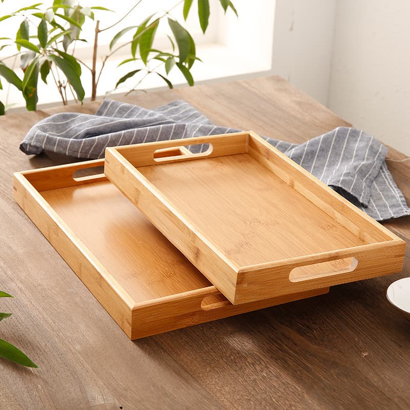 Solid Wood Rectangular Tea Tray Japanese Style Bread Wood Dining Plate Household Kung Fu Tea Set Water Cup Holder