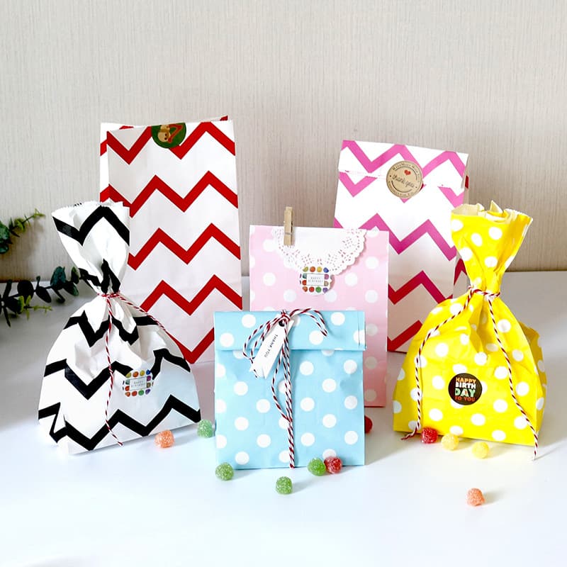 Party Food Baking Packaging Paper Bags Wave Colored Paper Bags Amazon Paper Bag Gift Paper Bags