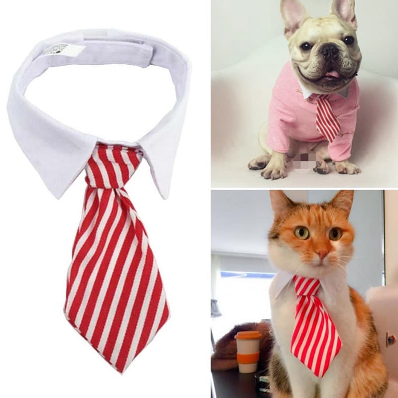 Wholesale Cute Pet Striped Gentry Tie, Fashionable Four-Season Cotton Dog Bow Tie