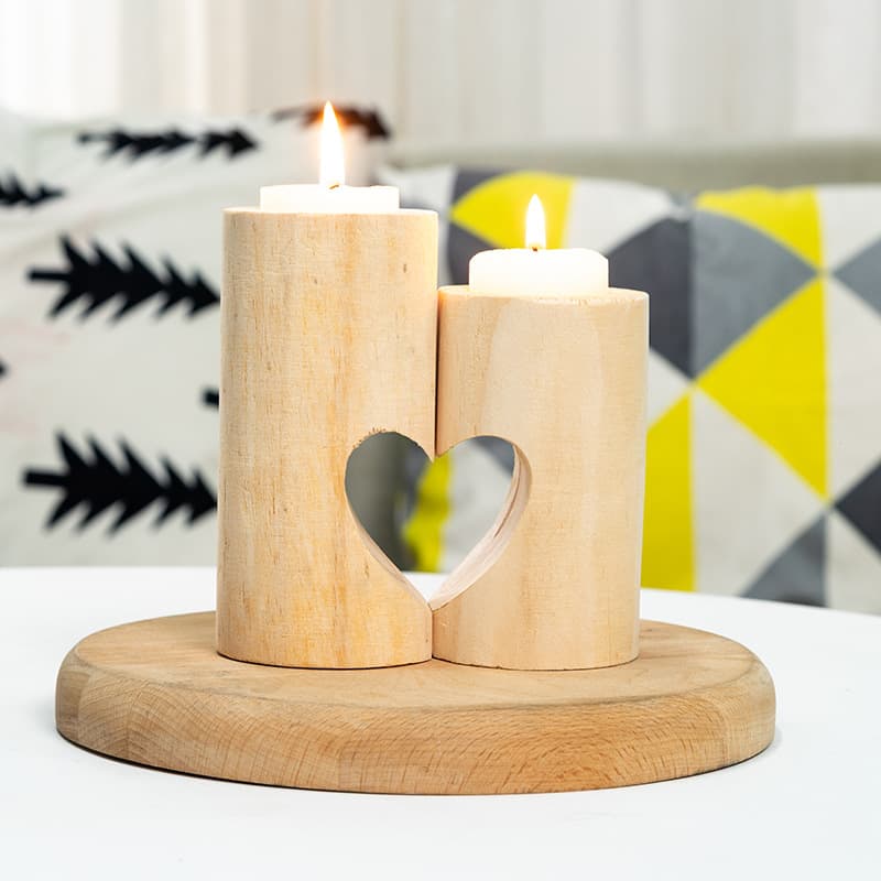Valentine's Day Creative Love Wooden Candle Cup Dining Table Romantic Decorations Home Party Tea Candle Holder