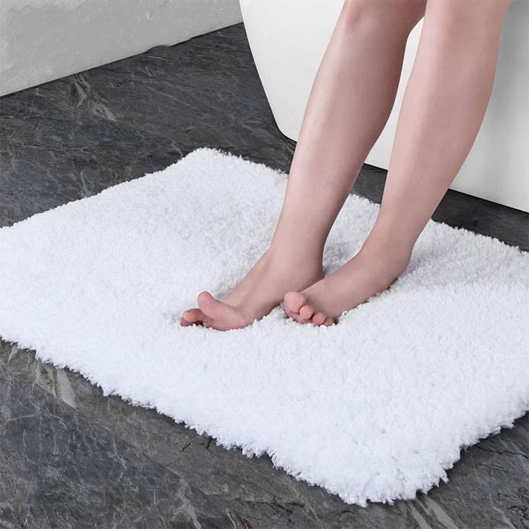 Hotel carpet pure cotton white non-slip absorbent thickened floor towel, specialized bath mat for hotels and homestays, long-pile floor mat