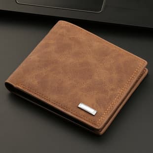 Men's Short Wallet with Zipper Vintage Cross-border Leather Billfold Multi-card Slot Soft Leather Money Clip Factory