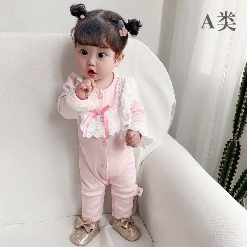 Spring Long Sleeve Baby Girl Romper Princess Crawling Suit Cotton Children H Harie Newborn 0 1 Year Old 80cm And below