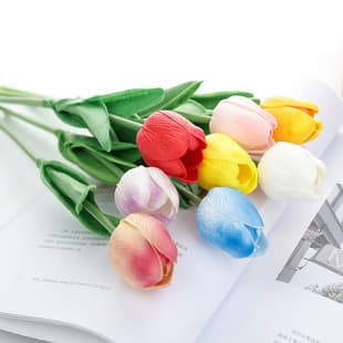 Mini tulip PU texture artificial flowers for wedding, home decoration, photography props, cross-border trade artificial blooms