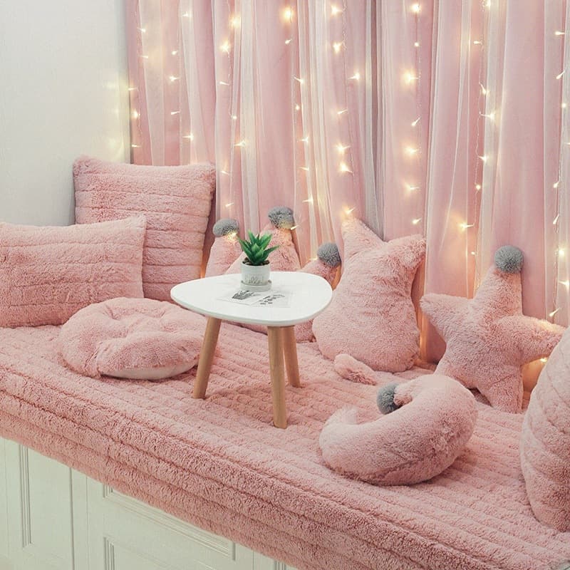 Bay Window Cushion Balcony Mat All-Season Bay Window Rug Internet Famous Ins Style Bedroom Decoration Plush Seat Cushion