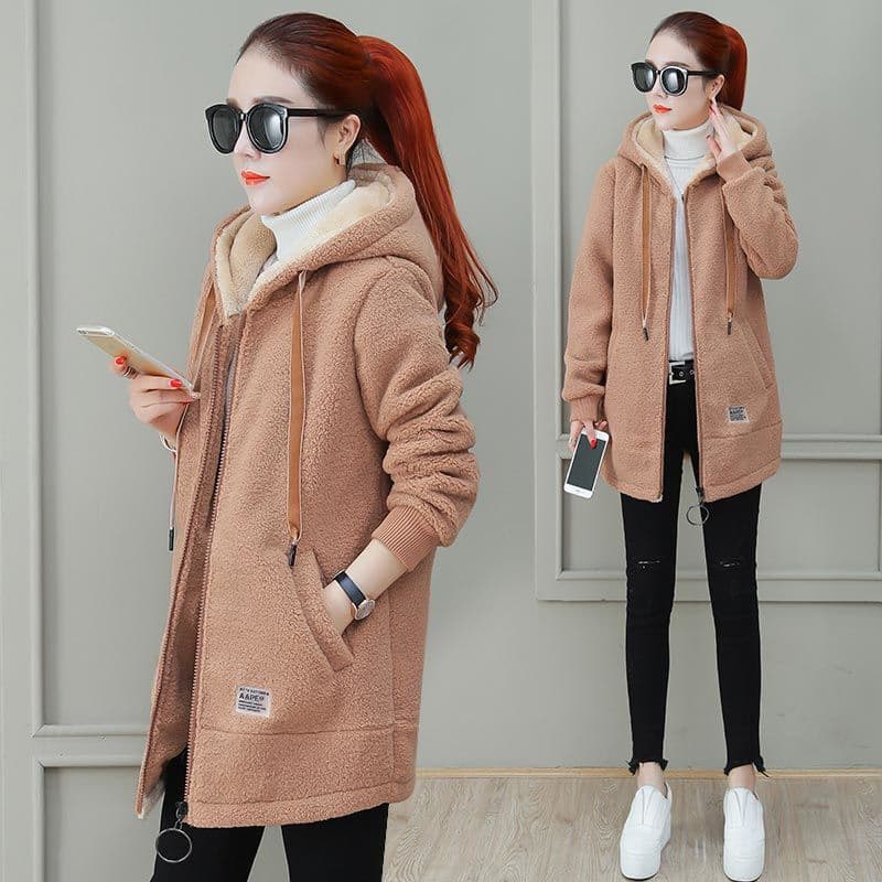 Fleece-Lined Thickened Hoodie Women's Clothing New Trend Autumn/Winter Top Cardigan Winter Faux Shearling Coat 044#