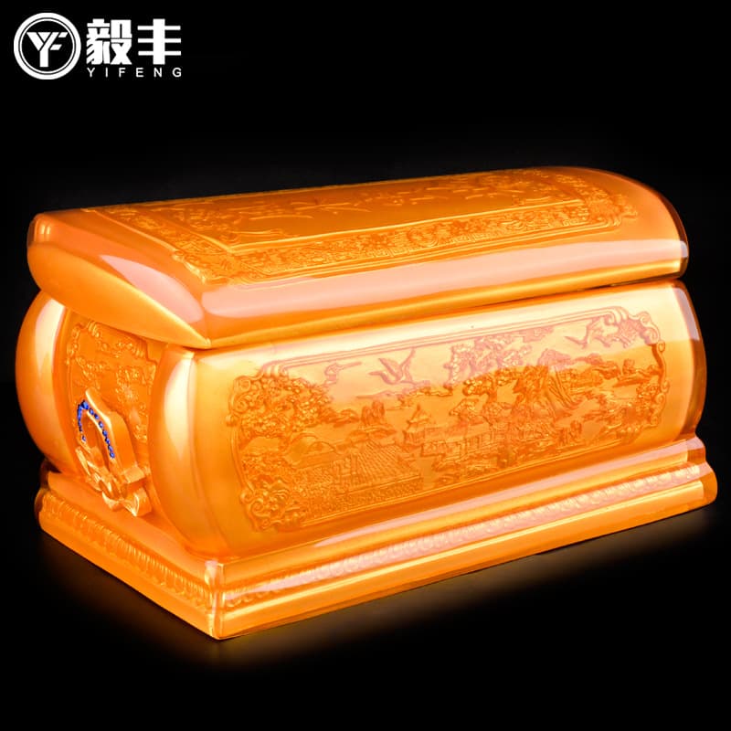 Sicilian Crystal Brick Carved Coffin-style Urns Male Female Funeral Supplies Longevity Boxes Solid Wood Jade Boxes