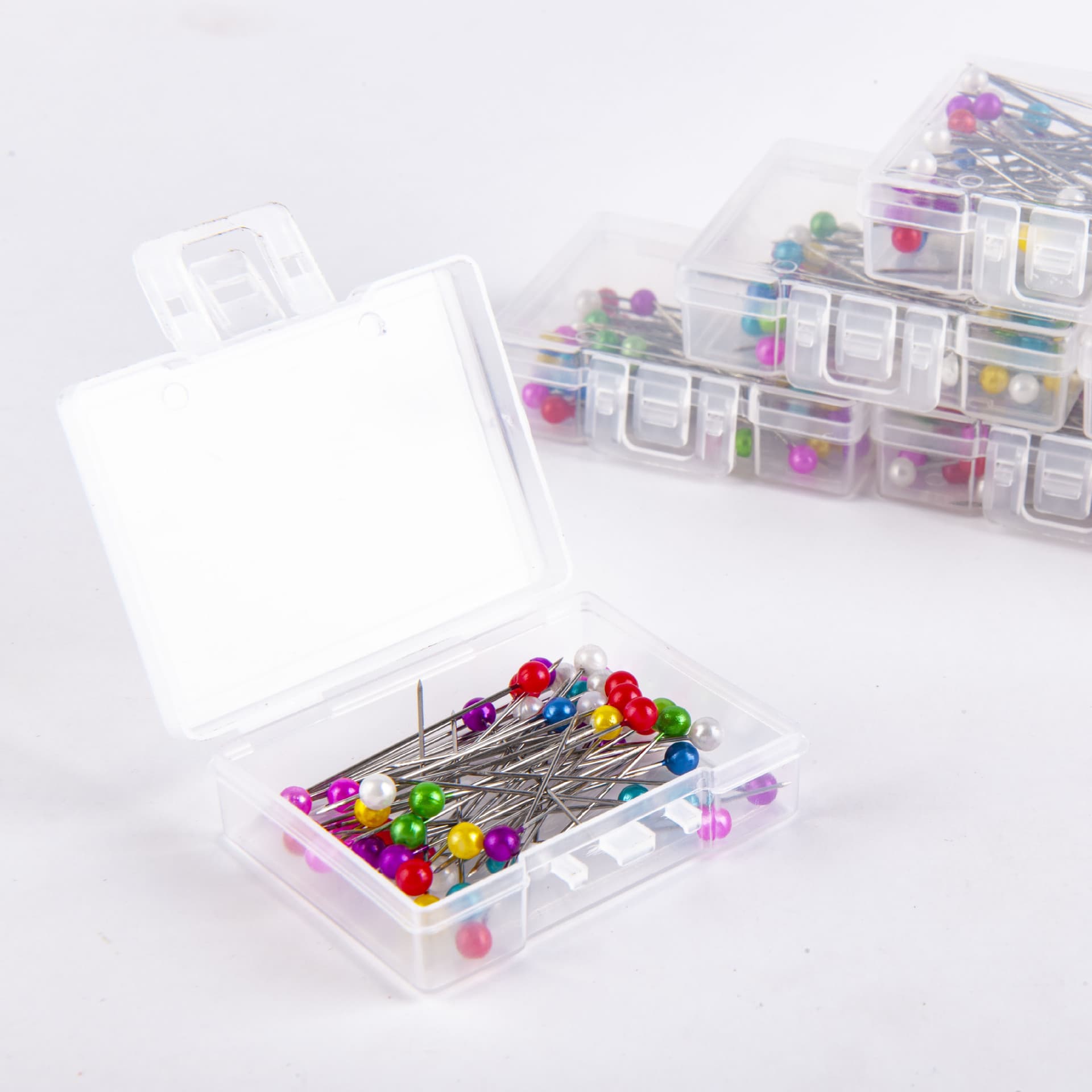 In-stock 50-piece boxed colored pins, positioning needles, pearl pins, pearlescent needles