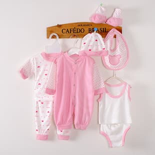 Factory Supply Baby Newborn Cotton Set Stock Order 8-Piece Multi-Piece Set Export Trade Polyester Cotton