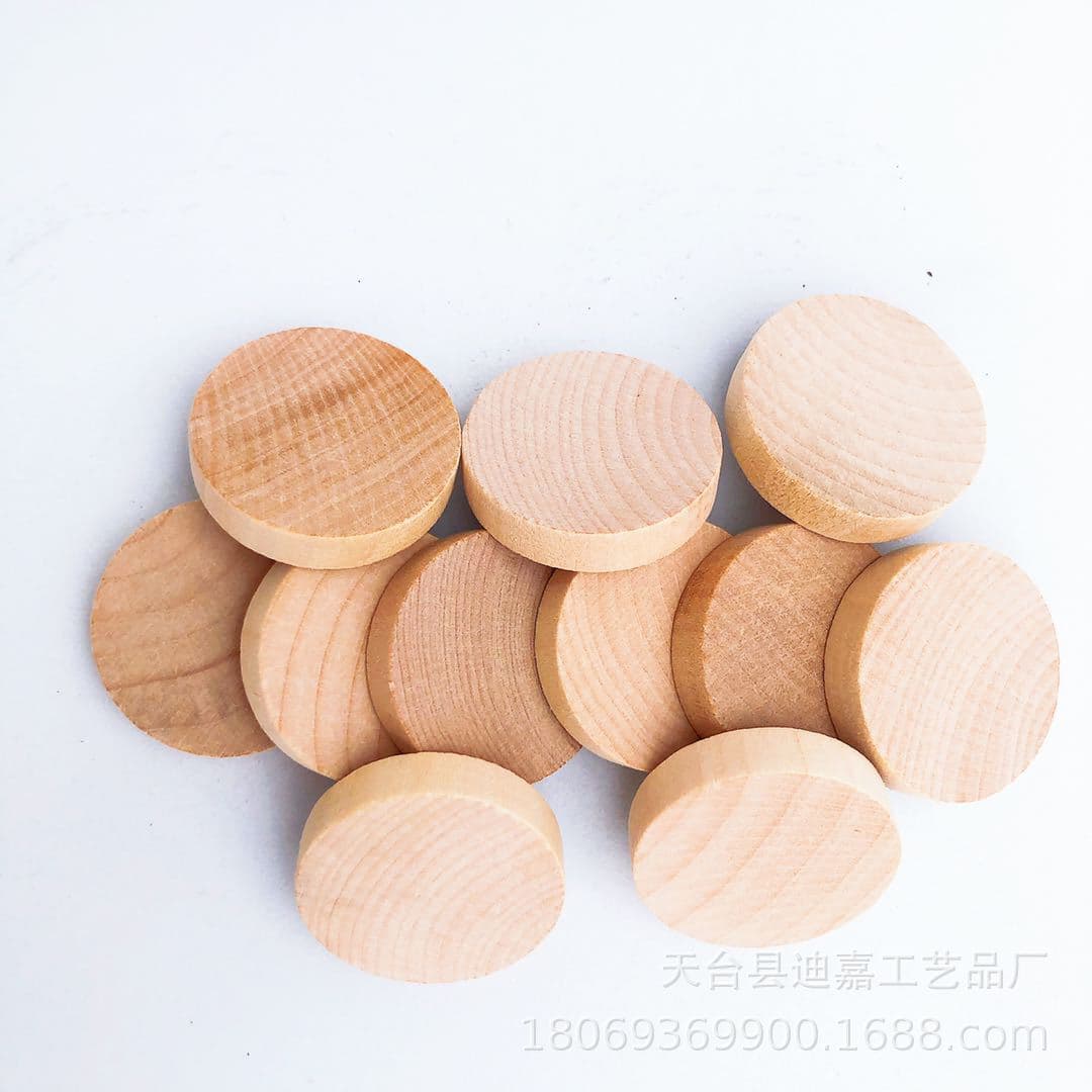 Manufacturer supplies handicraft small wood chips, solid wood small round wood chips, hand-painted round wood chips