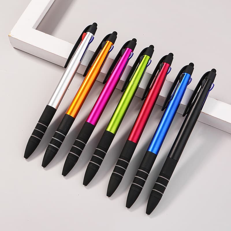 Factory Direct Three-Color Touch Stylus Pen, Multi-Color Ballpoint Pen, Three-Color Push-Action Touchscreen Pen, Promotional Pen Gift Pen