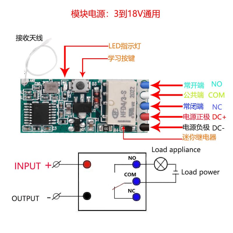 Mini Relay Remote Control Switch Module for Door Lock, PC Remote Power On DC5V 9V 12V 24V