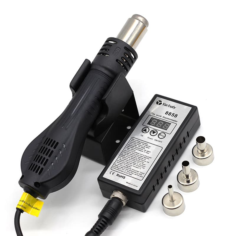 8858 Portable Hot Air Gun Soldering Station, Digital Micro Intelligent Adjustable Temperature and Air Speed, Phone Repair Equipment