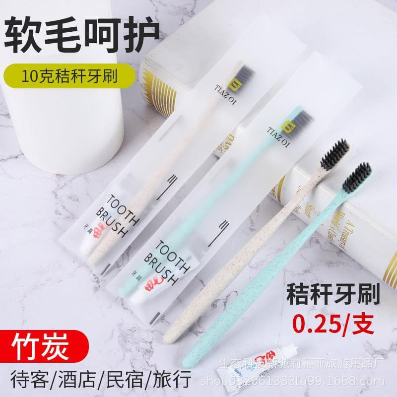Disposable Toothbrush for Hotels, Inns, and Home Use Guest Soft-Bristle 2-in-1 Toiletry Set Macaron