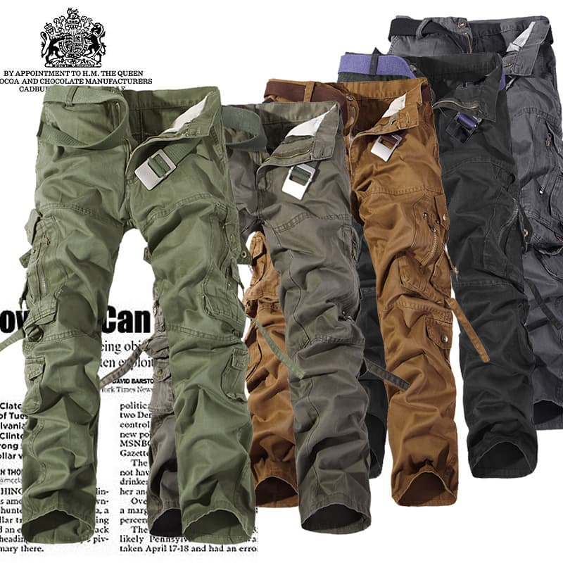 Men's Casual Washed Overalls Loose Plus Size Multi-Pocket Pants 018