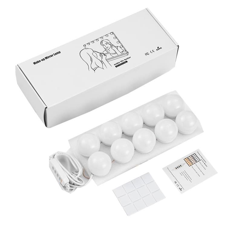 USB Three-Color Dimmable Mirror Light Makeup Lamp Hollywood Style Front Light Bulb Cross-Border Cosmetic Mirror