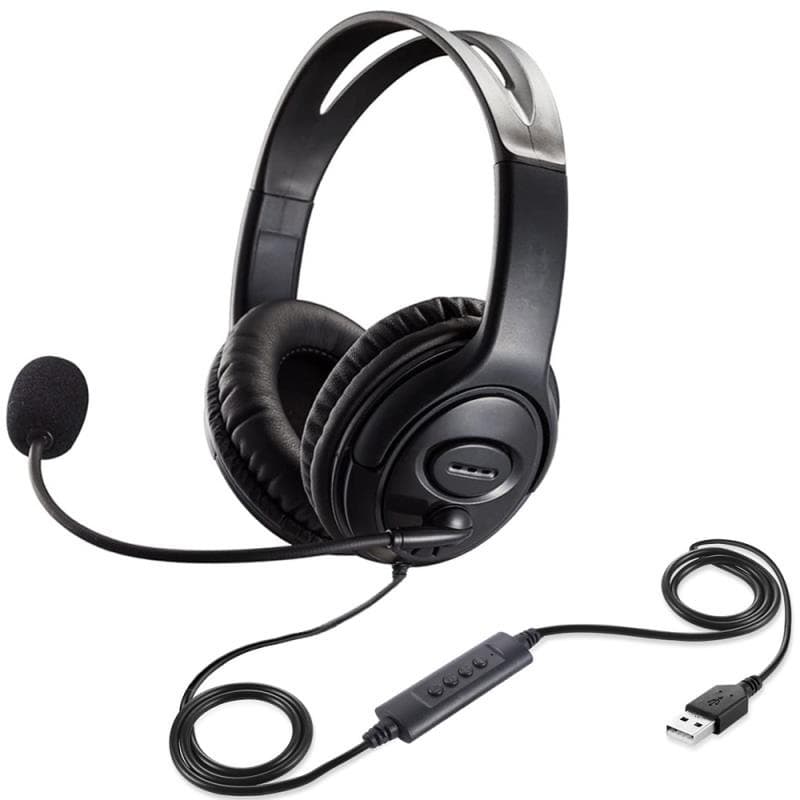 Wired Headset USB Computer Gaming Headphones with Microphone for PS4 Online Classes Student Customer Service Headphones