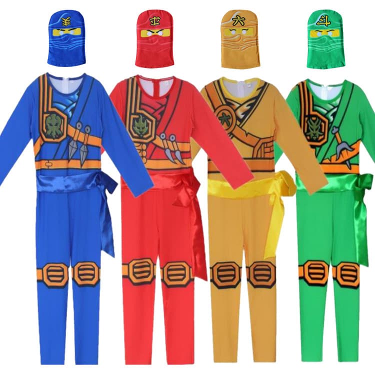 Stocked Lego Ninjago Cosplay Costume Children's Ninja Outfit For Halloween Performance Kids Ninja Clothes Sword Accessories