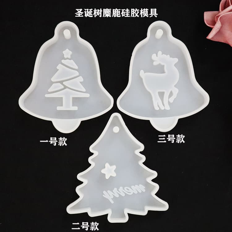 DIY Crystal Drop Glue Mold Hanging Christmas Tree Elk Pendant Silicone Mold Bag Jewelry Ornaments Production
