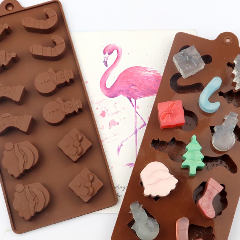 Minghao Christmas Series Silicone Chocolate Mold Wax Seal Stand Mold 12-Cavity Santa Sock Tree