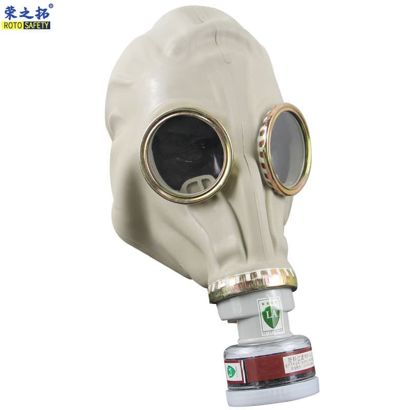 Full Face Gas Mask with Leather Face, Activated Carbon Cartridge and Particulate Filter for Painting, Grinding, Chemical, and Oil Fume Protection