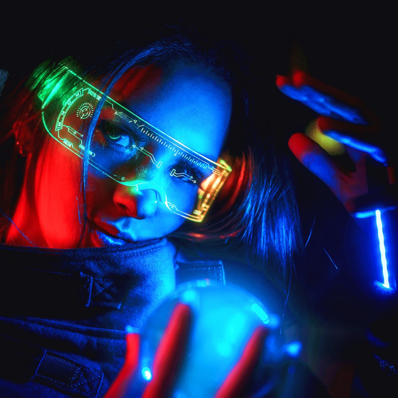 Colorful LED Light-Up Glasses Party Bar Music Festival Tech Glasses Rave Science Fiction Christmas