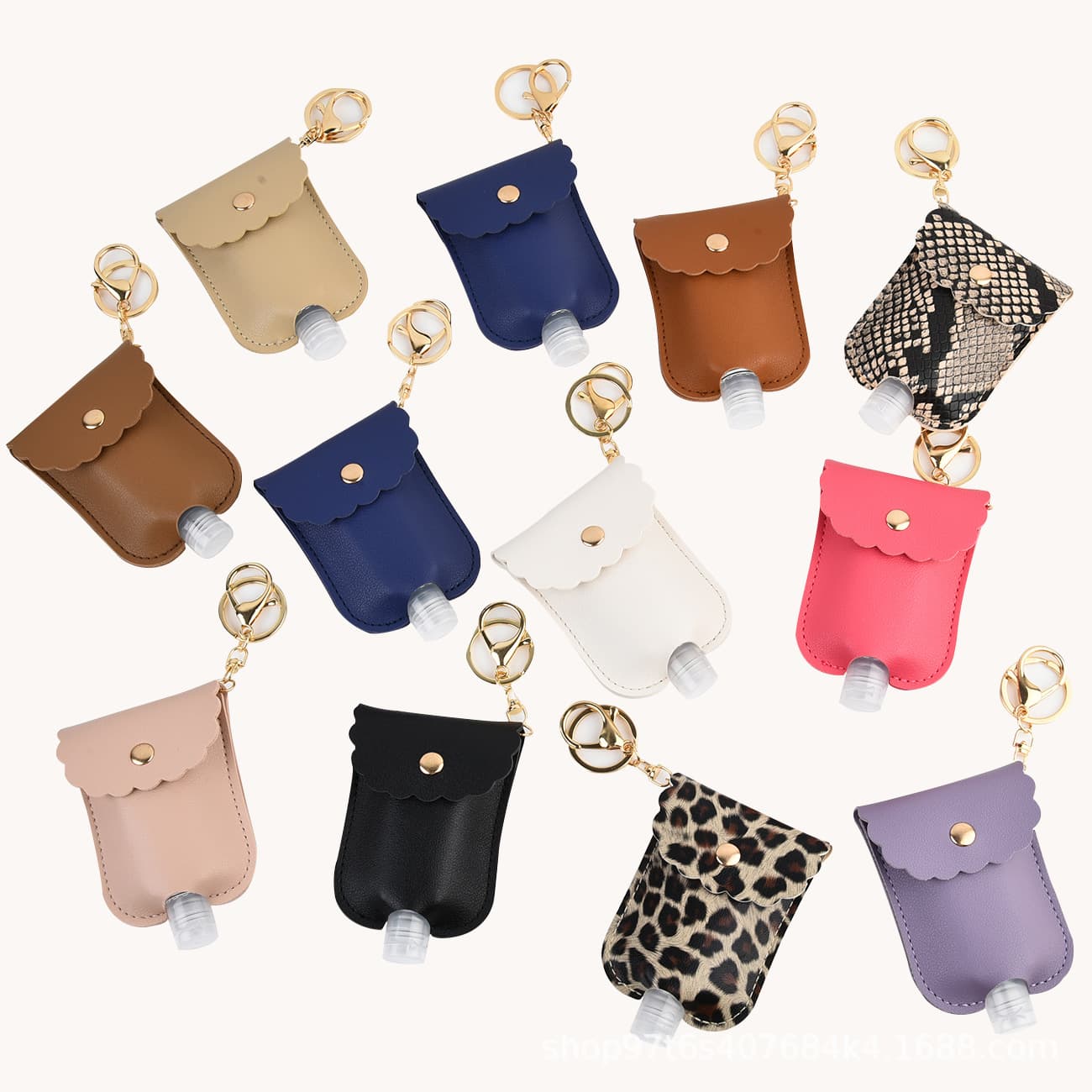 In Stock Lace Hand Sanitizer Leather Case Keychain Disinfectant Keychain Pendant Leather Case 30ml Hand Sanitizer Bottle