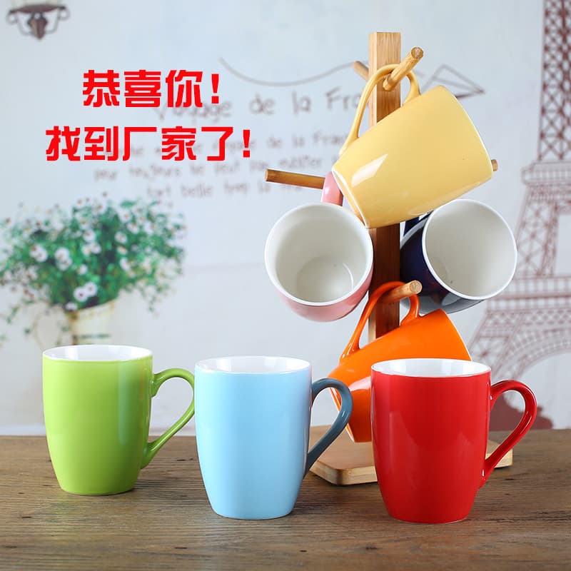 Candy-Colored Glazed Drum Mug with Customizable LOGO, Coffee Mug, Gift Cup, Household Water Cup, Couple Mug