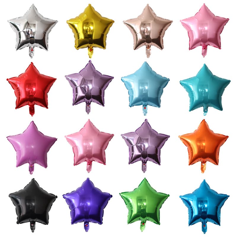 Light board 18-inch five-pointed star aluminum film balloon birthday wedding aluminum foil balloon holiday store layout helium balloon wholesale