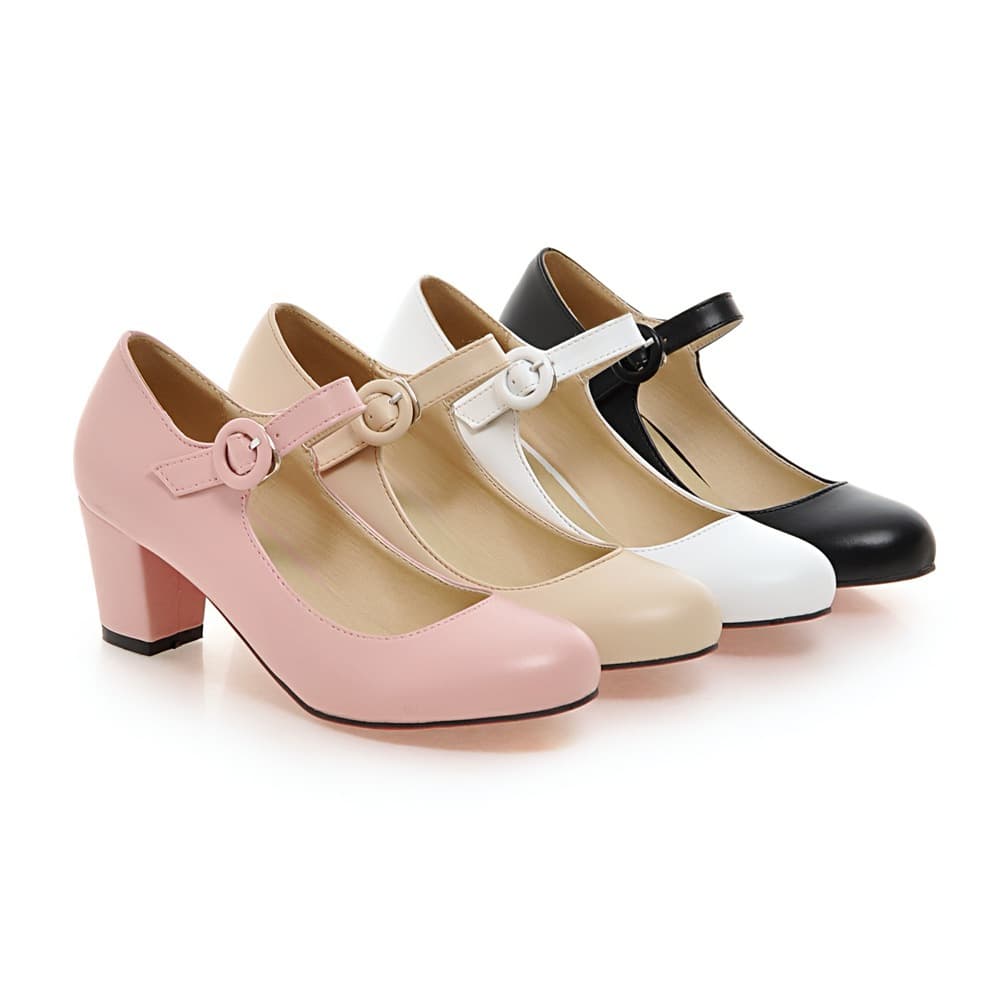 41-43 High Heel Shoes New Chunky Heel Flats Women's Mid Heel Women's Shoes Mary Jane Shoes Large Size Dropshipping