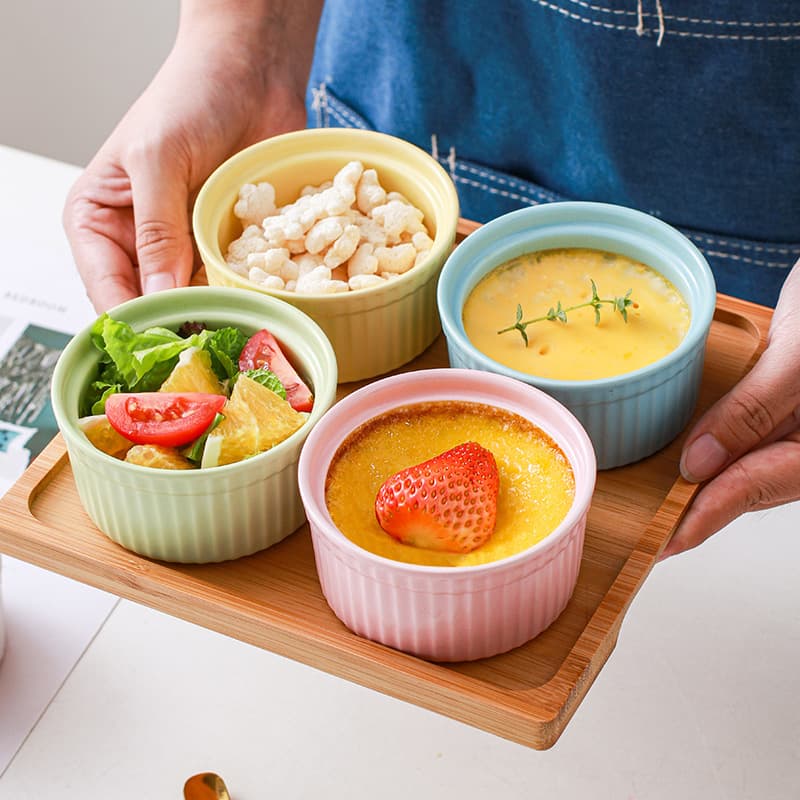 Ceramic Small Baking Bowl for Souffle, Double-Skin Milk, Steamed Egg, Pudding Cup, Oven-Safe Dessert Bowl, Stewing Pot, Baking Dish