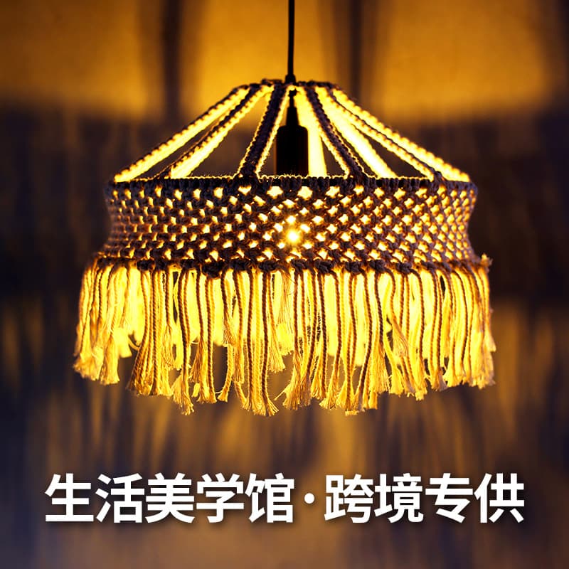 Cross-border American vintage candle chandelier woven creative industrial style hemp rope bar coffee shop decoration rattan