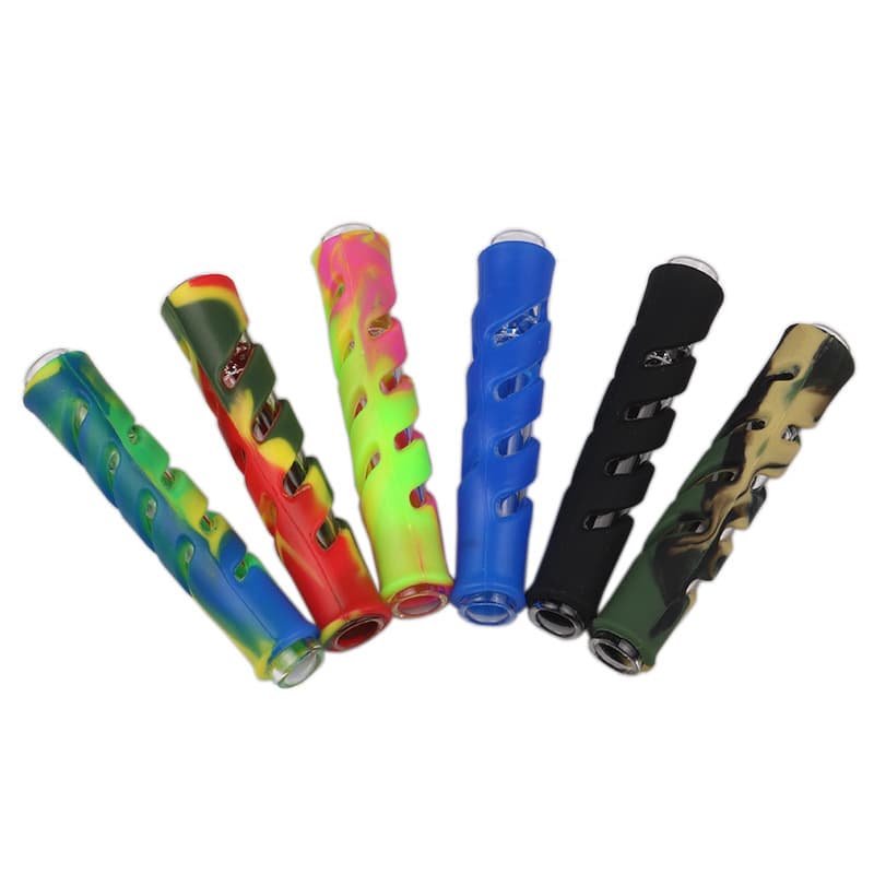 New Silicone Pipe Portable Straight Silicone Pipe Colorful Pipe Glass Pipe Silicone Pipe
