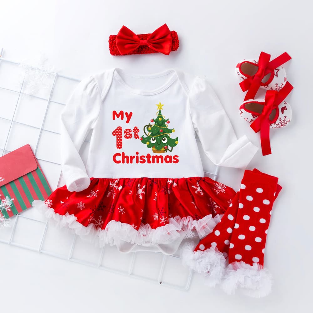 Christmas Baby Snowflake Long Sleeve Ha Dress Set 0-2 Years Old Girl Dress Amazon Children's Clothing Wholesale