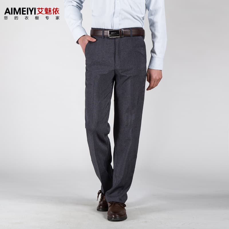 Casual Pants for Men Summer Thin Long Pants Straight Leg Stretch Business Loose Wrinkle-Free Dress Pants Middle-Aged High-Waist Dad Pants