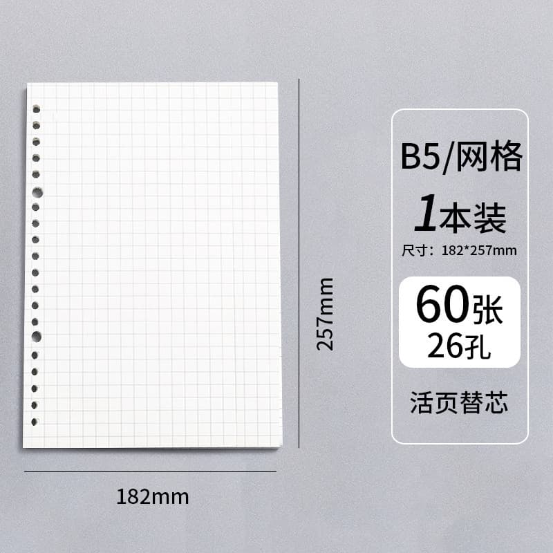 B526 Hole Refill Paper A6 Loose-Leaf Paper for Mistake Notebook for Middle School and High School Students A5 Loose-Leaf Draft Paper Blank