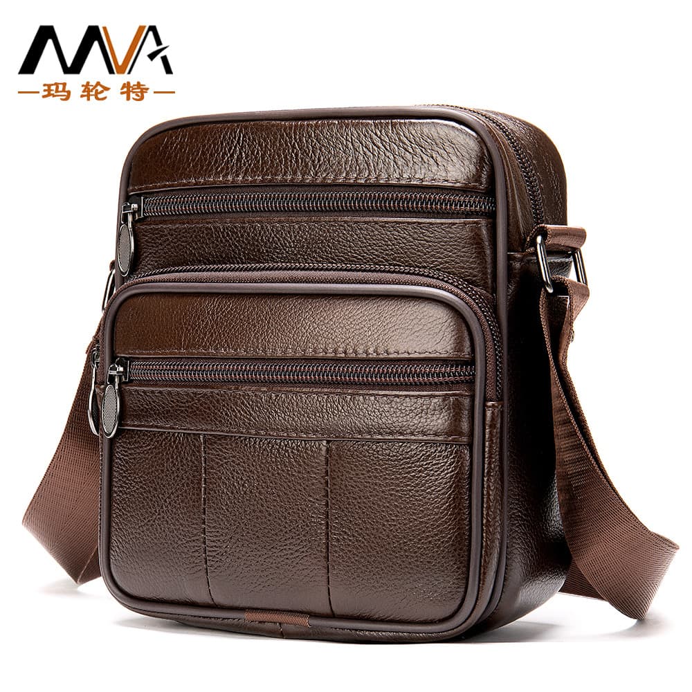 Cross-Border Genuine Leather Men's Bag First-Layer Cowhide Men's Bag Trendy New Leather Bag Men's Small Shoulder Bag Shoulder Bag Backpack